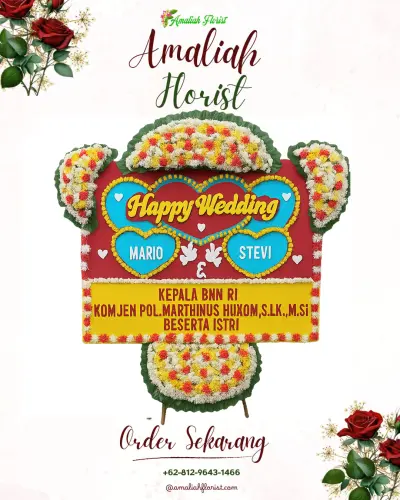 Karangan Papan Bunga Pernikahan di Dalang